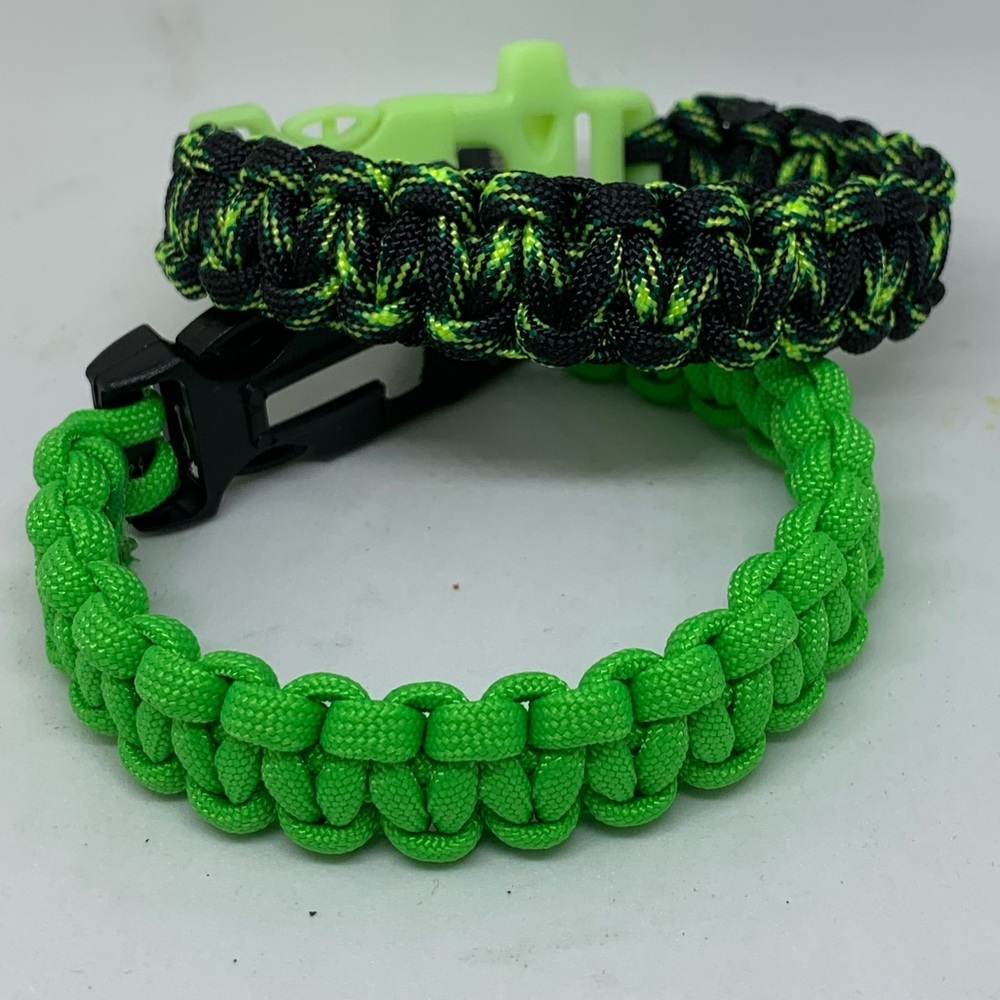 Lot of 2 Survival Paracord Bracelet w/ Firestarter